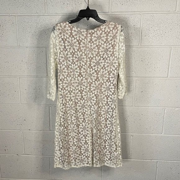 Jessica Howard Womens 8 Shift Dress All Over Lace Floral Crochet Overlay White - Picture 2 of 8